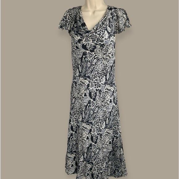 Vintage 90s Y2K 100% Silk Floral Paisley Dress Large Hawaiian Fairy Charter Club - Picture 2 of 9